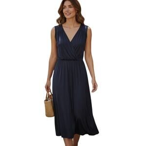 Loft Little Black Sleeveless Crossover Knit Dress size Small